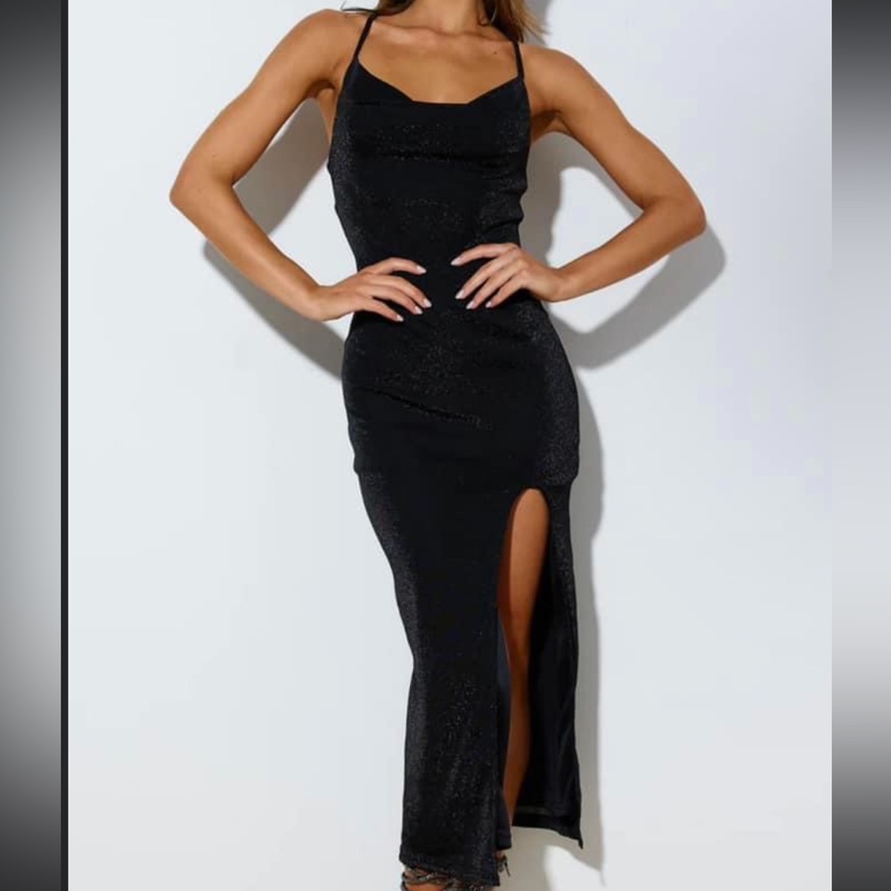 Hello Molly Sparkly Black Midi Dress